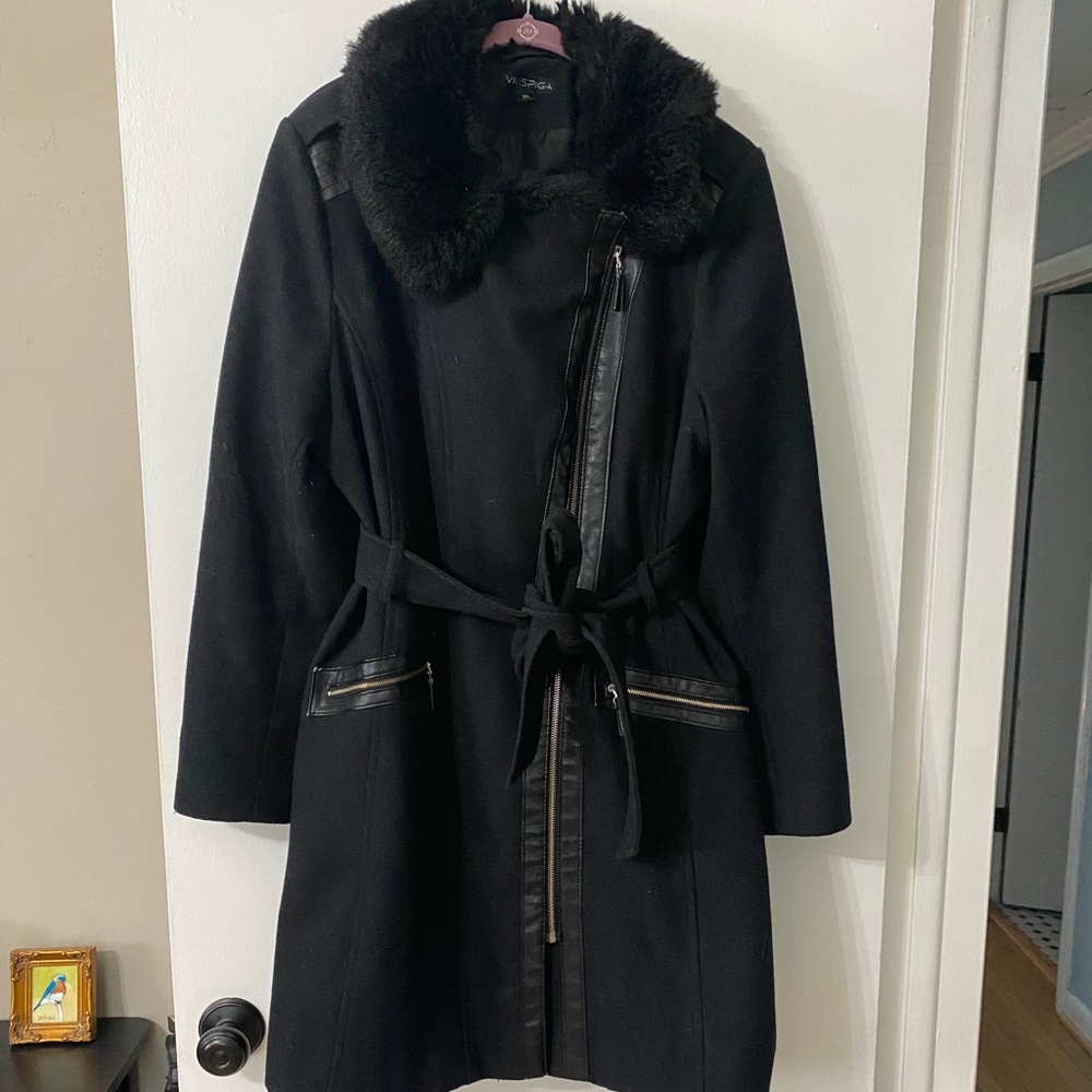 Via Spiga Belted Wool-Blend Coat